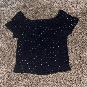 Size medium black with dots shirt. Super cute